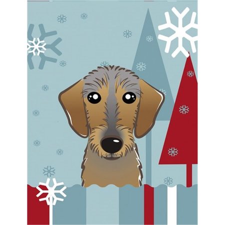 PATIOPLUS Winter Holiday Wirehaired Dachshund Flag Garden Size PA254720